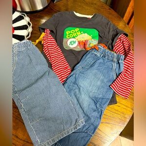 Mini Boden boys 3pc lot, popcorn tee, shorts sz 11-12Y
